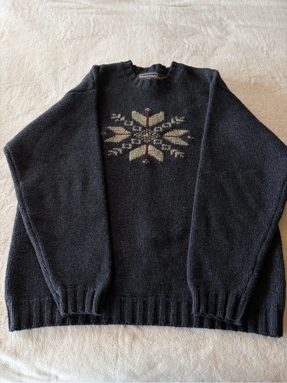 Vntg Abercrombie & Fitch Wool/Nylon Snowflake Sweater Men’s XL Holiday. 90’s-Y2K